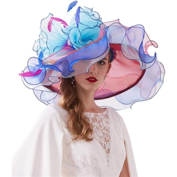 Women's Kentucky Derby Church Dress Hat F2 Skyblue - Picture 1 of 6